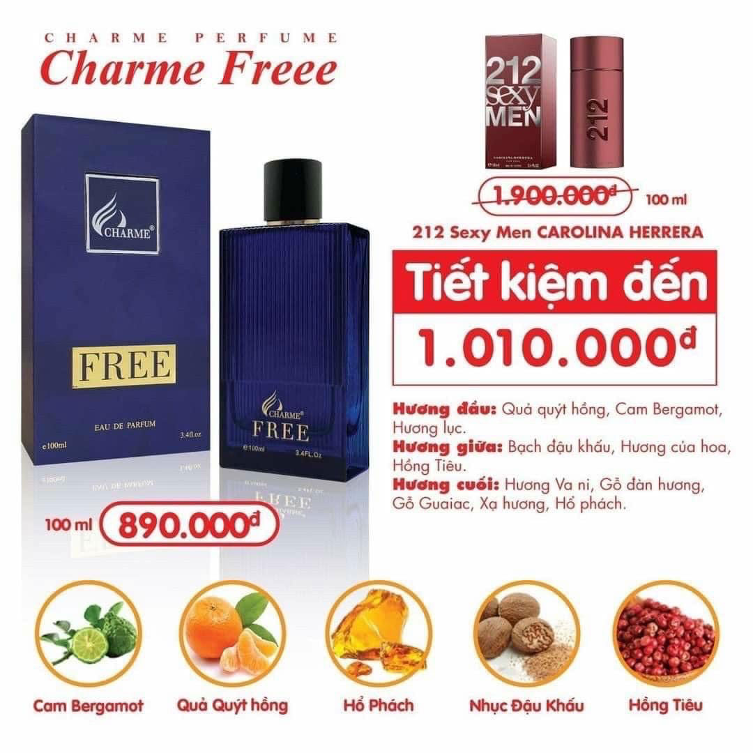 NƯỚC HOA NAM CHARME FREE 100ML