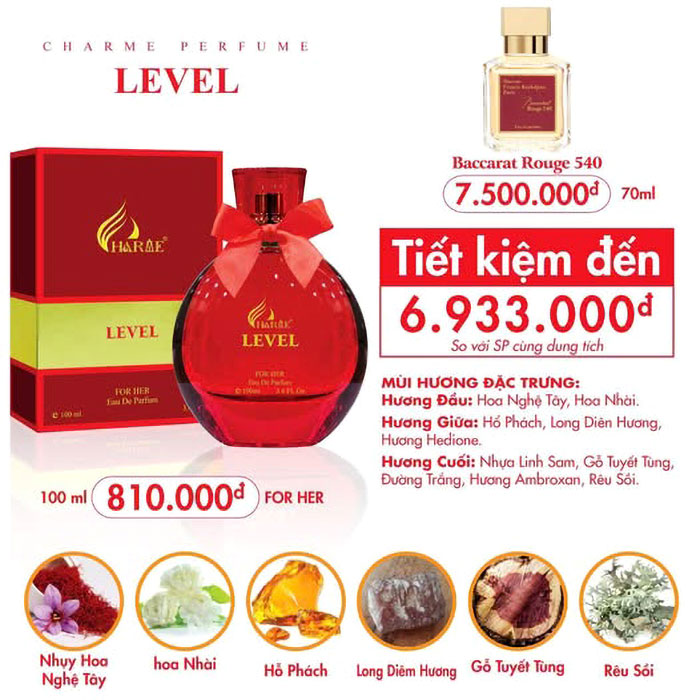 NƯỚC HOA NỮ CHARME LEVEL 100ML (PHIÊN BẢN MỚI)